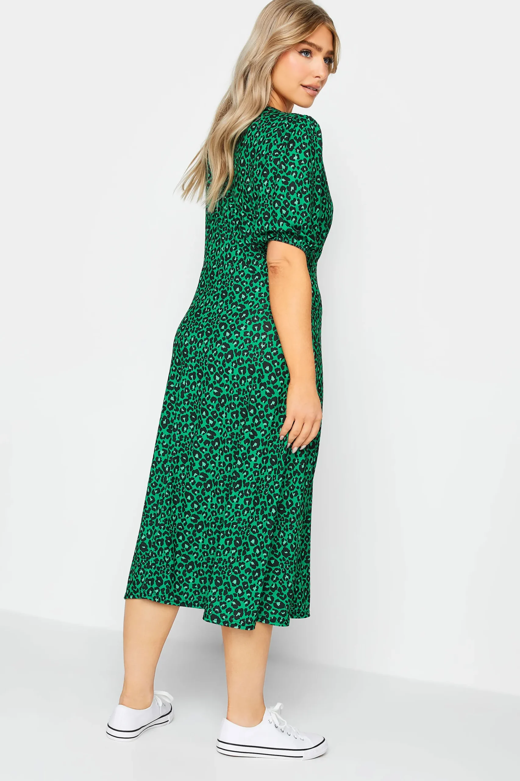 M&Co Womens Green Animal Print Dress>Women Midi Dresses