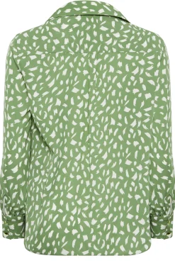 M&Co Womens Green Brush Stroke Print Half Placket Shirt><noscript><img width=