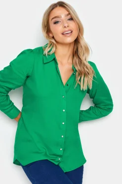 M&Co Womens Green Button Through Tunic Shirt>Women Shirts
