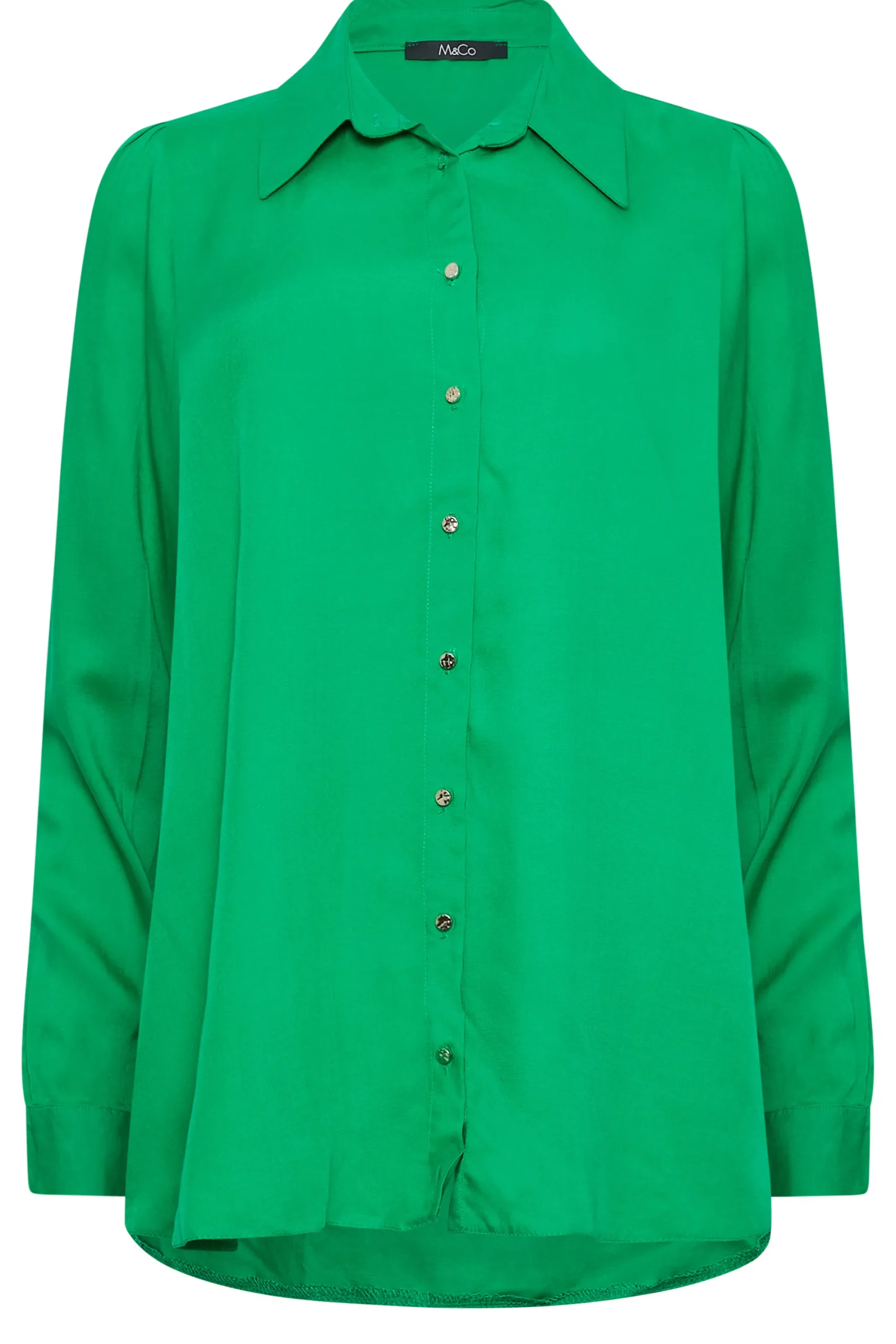 M&Co Womens Green Button Through Tunic Shirt>Women Shirts