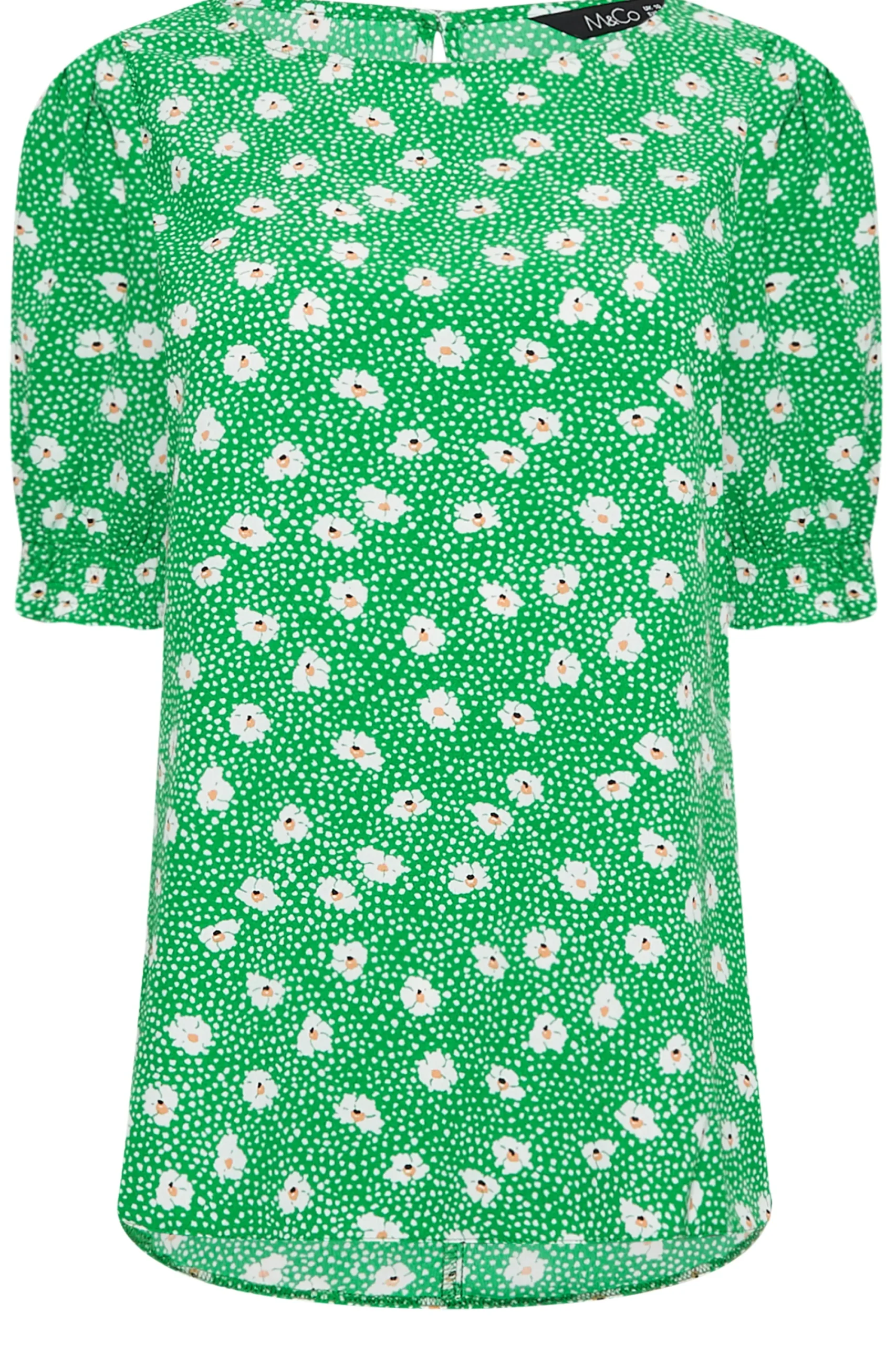 M&Co Womens Green Daisy Print Blouse>Women Short Sleeve Tops