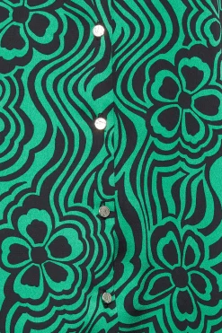 M&Co Womens Green Floral Swirl Print Frill Sleeve Blouse><noscript><img width=