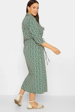 M&Co Womens Green Floral Print Midi Shirt Dress><noscript><img width=