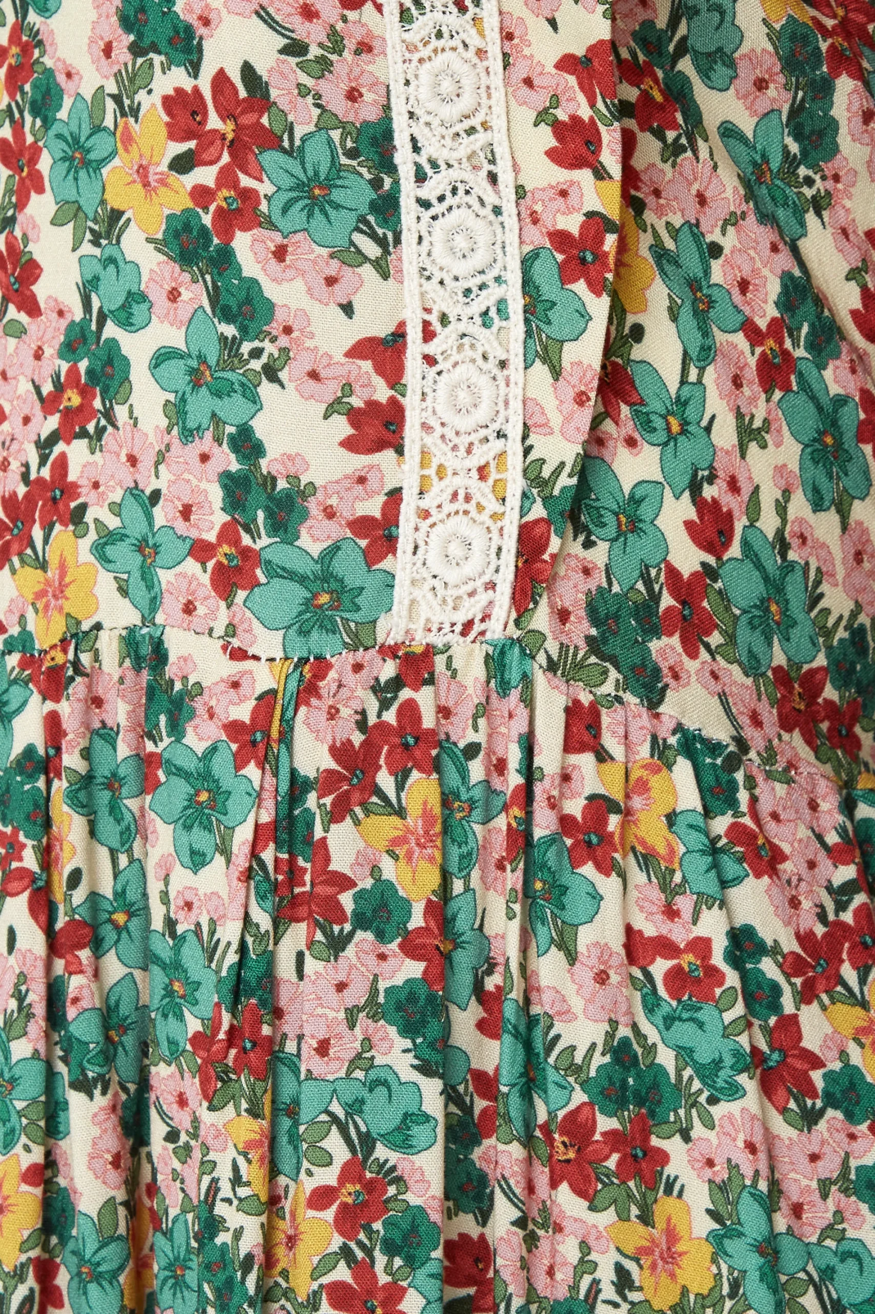 M&Co Womens Green Floral Print Crochet Trim Maxi Dress>Women Maxi Dresses