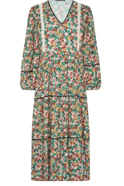 M&Co Womens Green Floral Print Crochet Trim Maxi Dress><noscript><img width=