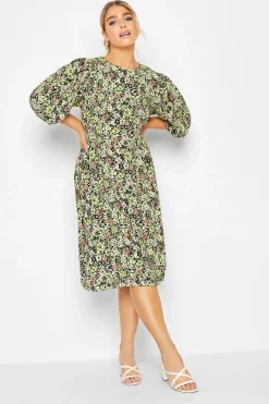 M&Co Womens Green Floral Print Midi Dress>Women Wedding Guest Dresses