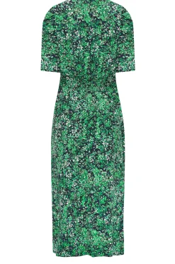 M&Co Womens Green Floral Print Shirred Waist Midi Dress><noscript><img width=