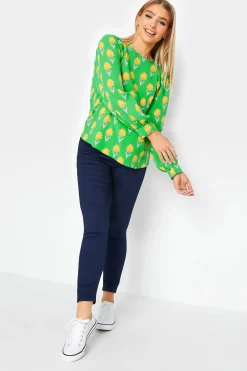 M&Co Womens Green Floral Print Long Sleeve Blouse>Women Shirts