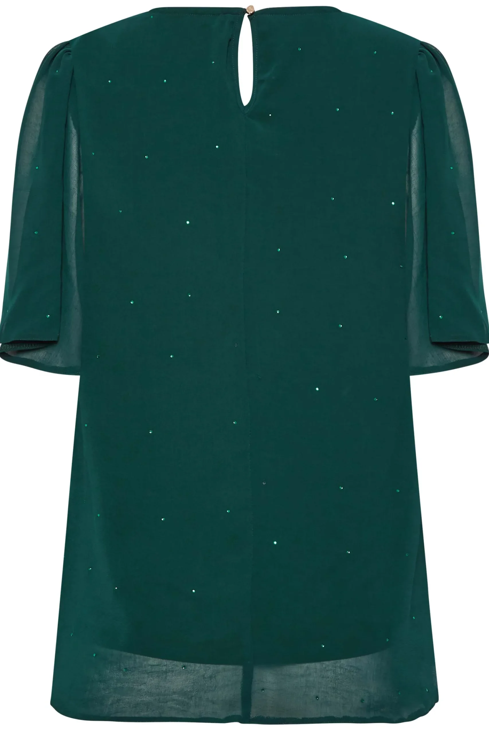 M&Co Womens Green Gem Detail Angel Sleeve Blouse>Women Blouses