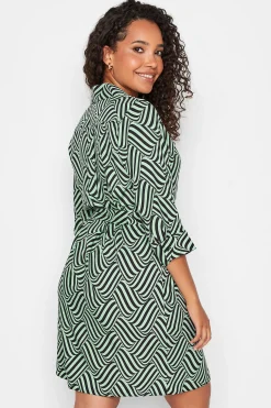 M&Co Womens Green Geometric Print Shirt Dress><noscript><img width=