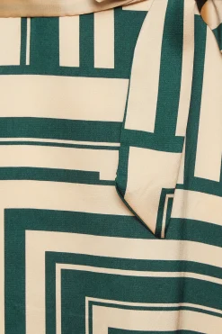 M&Co Womens Green Geometric Print High Neck Tunic Blouse><noscript><img width=