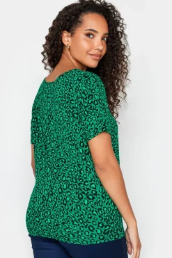 M&Co Womens Green Leopard Print Tie Detail T-Shirt><noscript><img width=