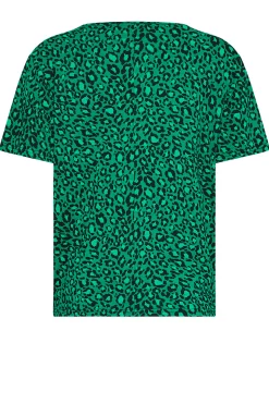 M&Co Womens Green Leopard Print Tie Detail T-Shirt><noscript><img width=
