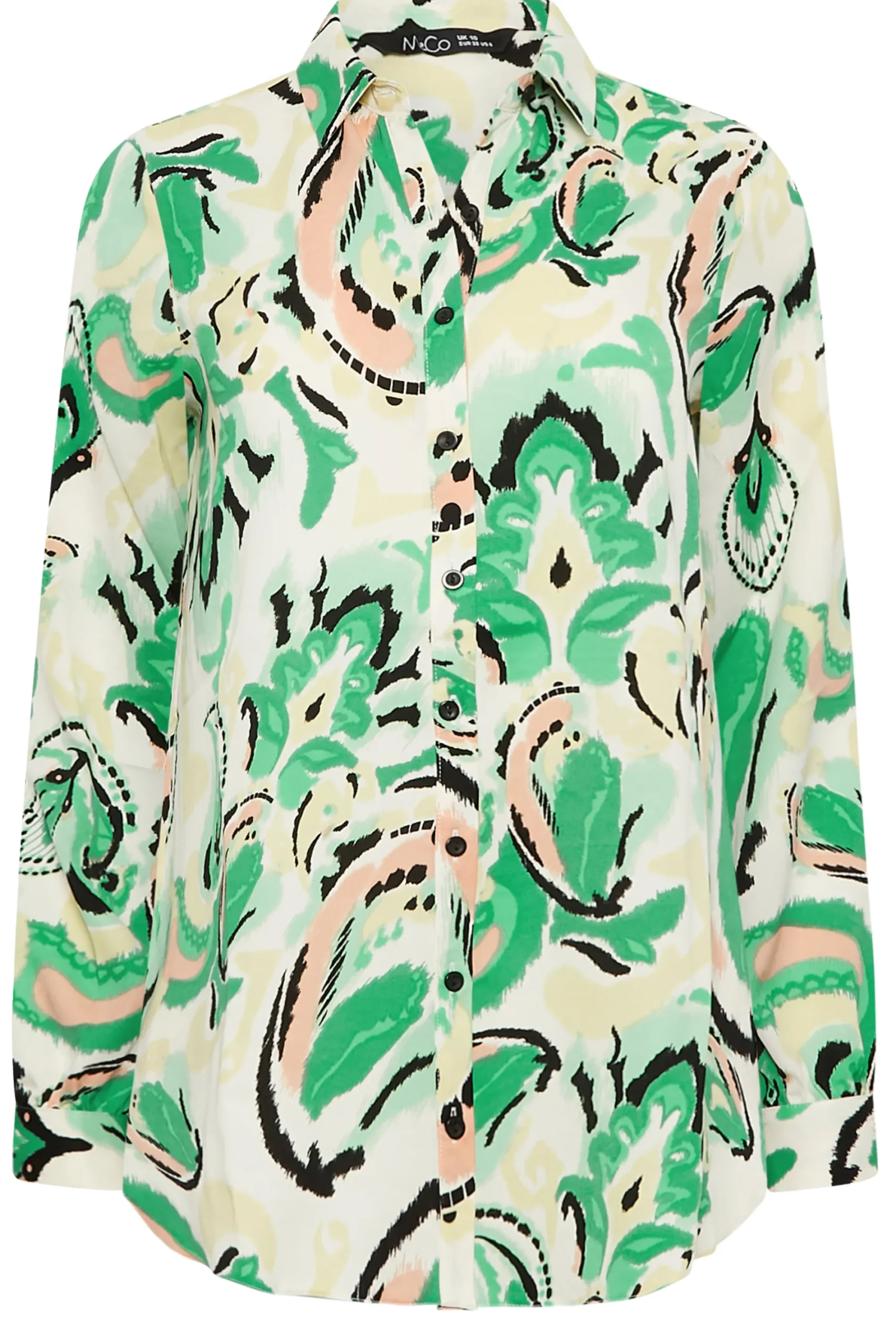 M&Co Womens Green Paisley Print Long Sleeve Shirt>Women Shirts