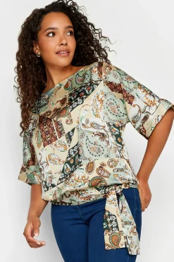M&Co Womens Green Paisley Print Short Sleeve Blouse>Women Short Sleeve Tops
