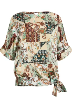 M&Co Womens Green Paisley Print Short Sleeve Blouse><noscript><img width=