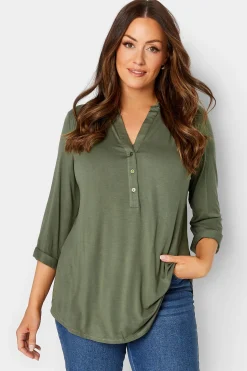 M&Co Womens Green Placket Jersey Shirt>Women Shirts
