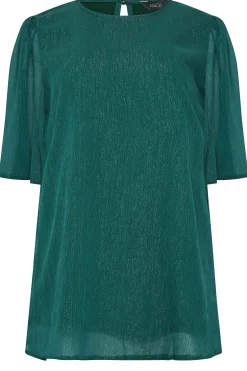 M&Co Womens Green Shimmer Angel Sleeve Blouse><noscript><img width=