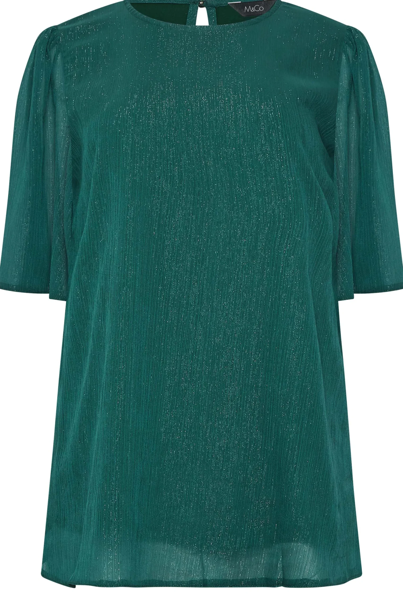 M&Co Womens Green Shimmer Angel Sleeve Blouse>Women Blouses