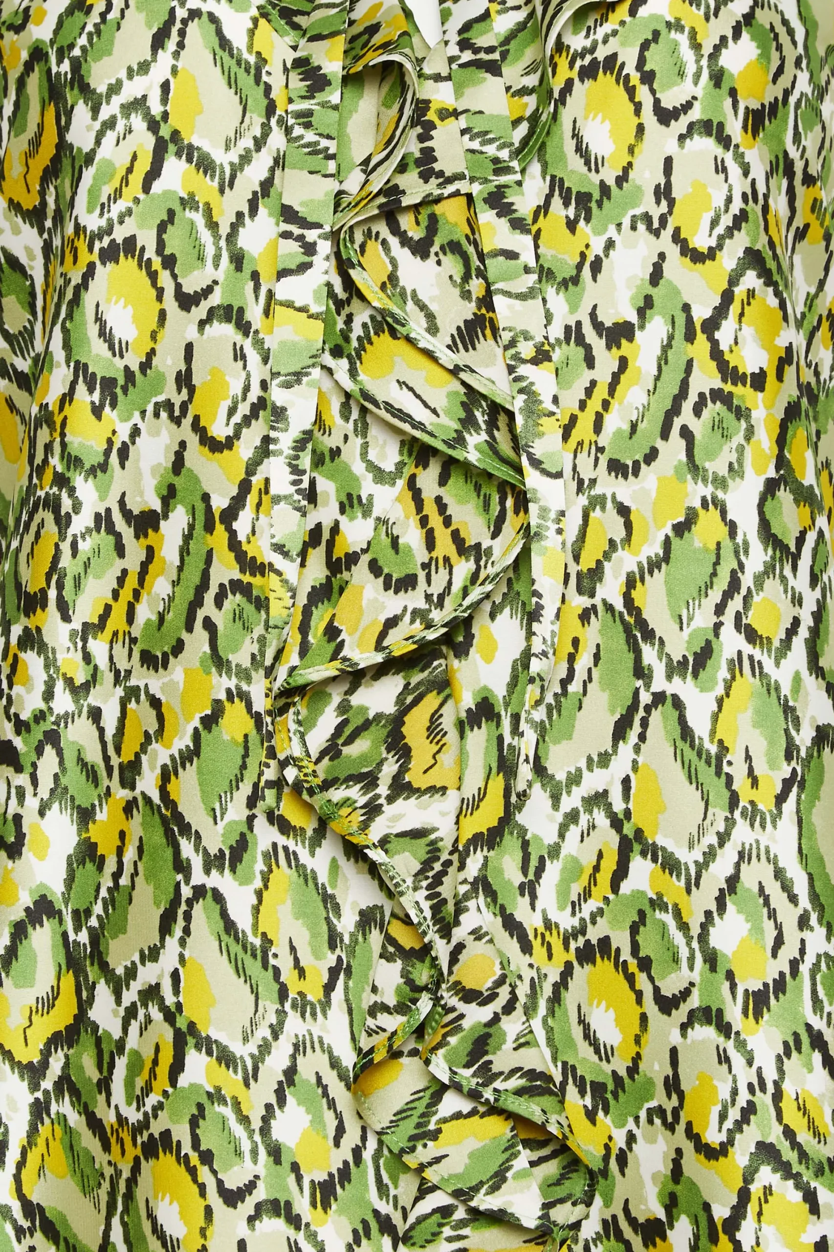 M&Co Womens Green Snake Print Tie Neck Blouse>Women Long Sleeve Tops