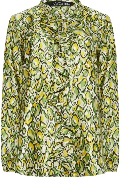M&Co Womens Green Snake Print Tie Neck Blouse><noscript><img width=