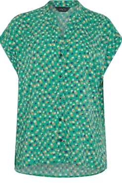 M&Co Womens Green Spot Print V-Neck Blouse><noscript><img width=