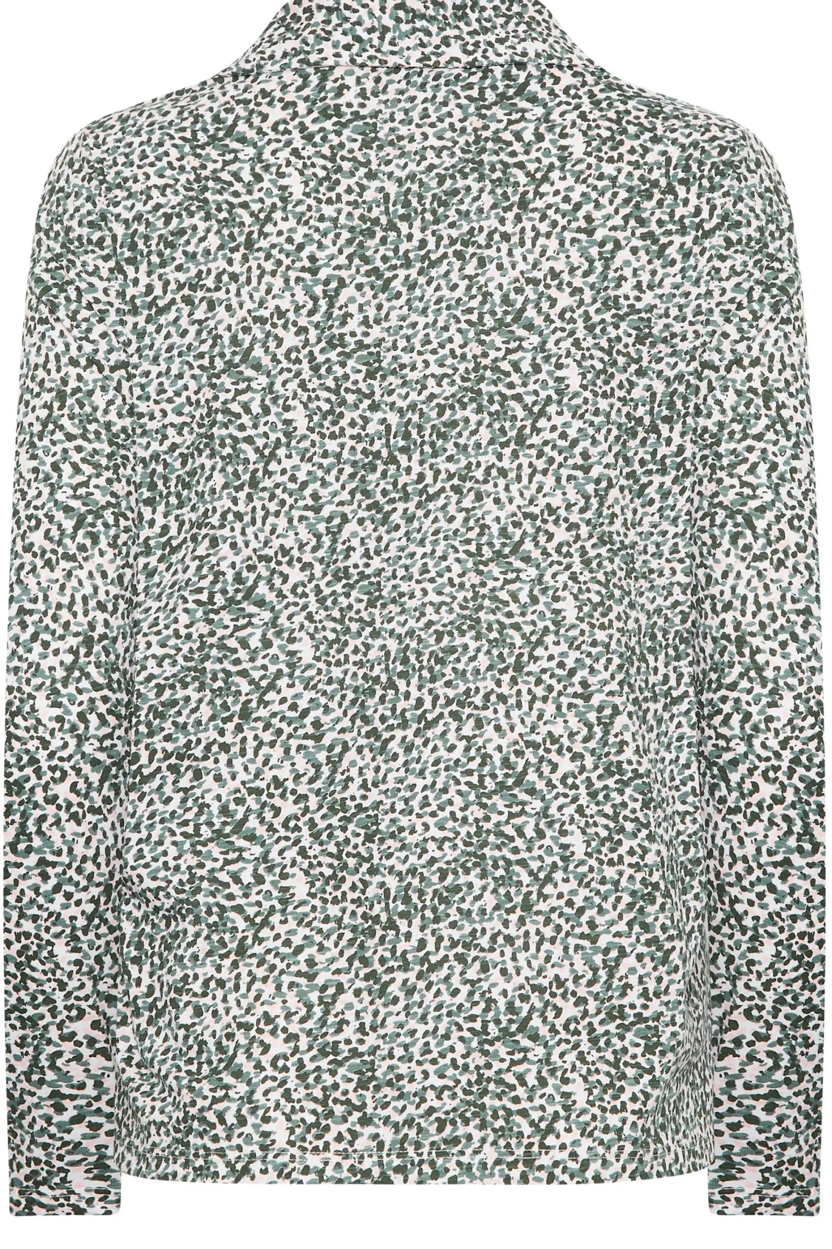 M&Co Womens Green Spot Print Collared Long Sleeve Cotton Top>Women T-Shirts