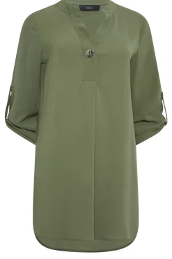 M&Co Womens Green Statement Button Tab Sleeve Shirt><noscript><img width=