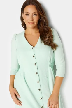 M&Co Womens Green Textured Button Through Dress><noscript><img width=