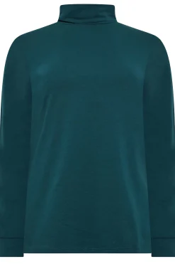 M&Co Womens Green Turtle Neck Long Sleeve Cotton Blend Top><noscript><img width=