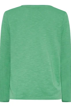 M&Co Womens Green V-Neck Long Sleeve Cotton T-Shirt><noscript><img width=