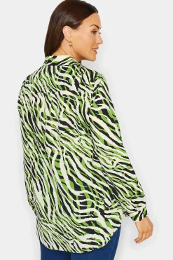 M&Co Womens Green Zebra Print Long Sleeve Shirt><noscript><img width=