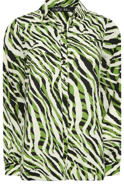 M&Co Womens Green Zebra Print Long Sleeve Shirt><noscript><img width=