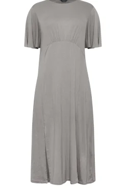 M&Co Womens Grey Angel Sleeve Split Hem Midi Dress><noscript><img width=