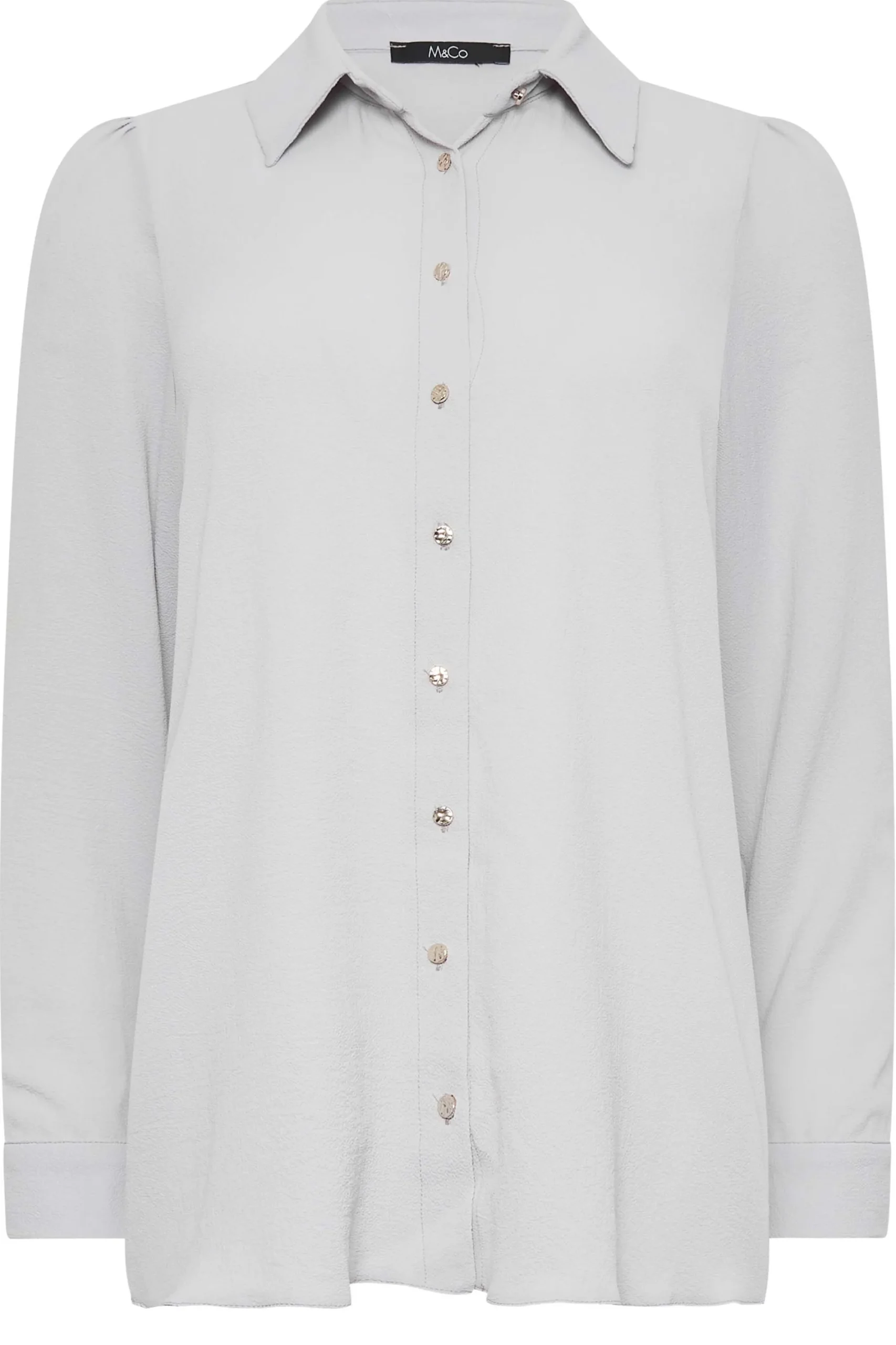 M&Co Womens Grey Button Through Tunic Shirt>Women Shirts