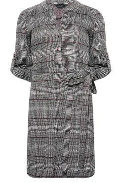 M&Co Womens Grey Check Tie Waist Tunic Dress><noscript><img width=