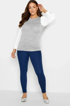 M&Co Womens Grey Contrast Long Sleeve Top>Women Long Sleeve Tops