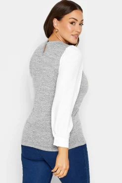 M&Co Womens Grey Contrast Long Sleeve Top><noscript><img width=