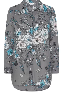 M&Co Womens Grey Floral Print Tie Shirt><noscript><img width=
