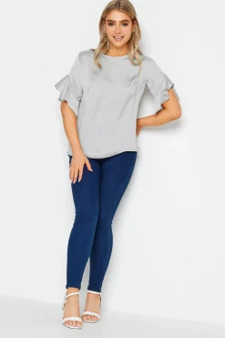 M&Co Womens Grey Frill Sleeve Blouse><noscript><img width=