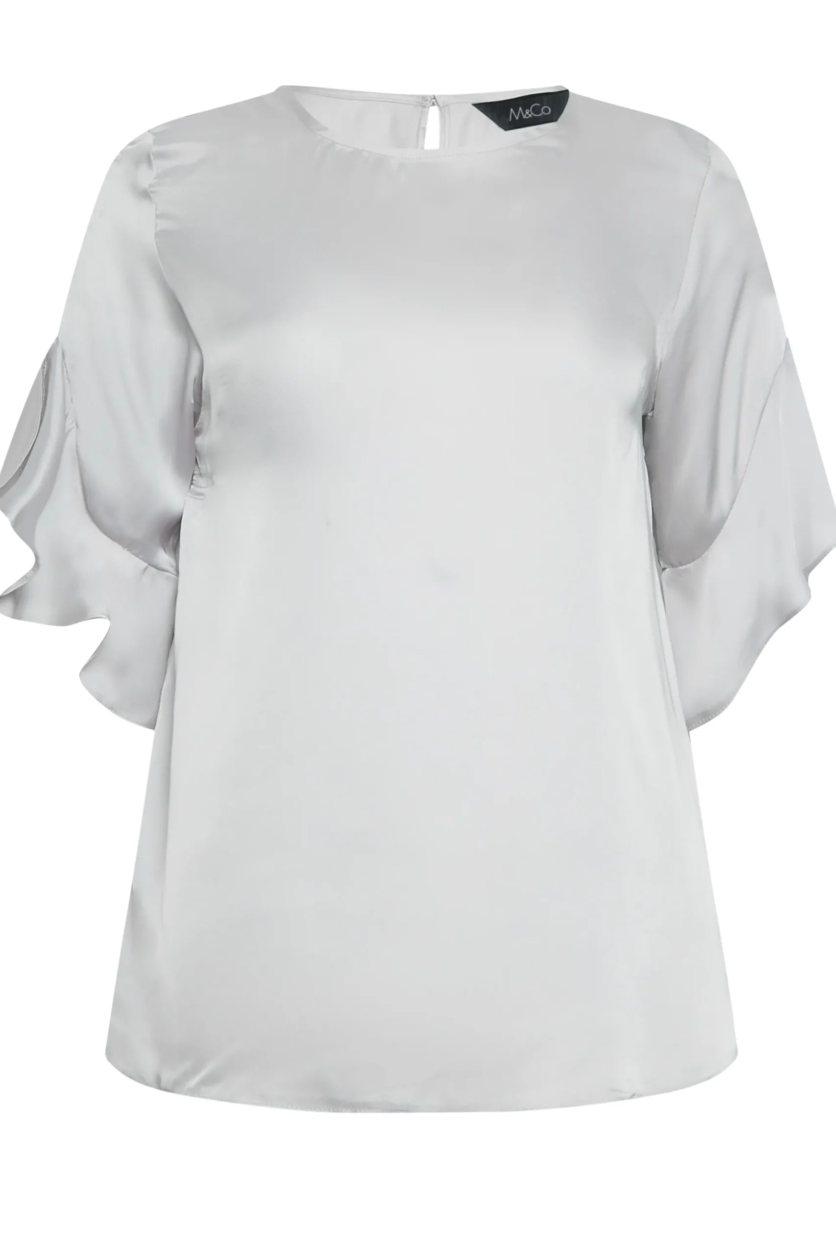 M&Co Womens Grey Frill Sleeve Blouse>Women Short Sleeve Tops
