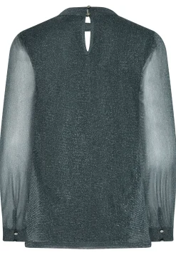 M&Co Womens Grey Shimmer Keyhole Blouse><noscript><img width=