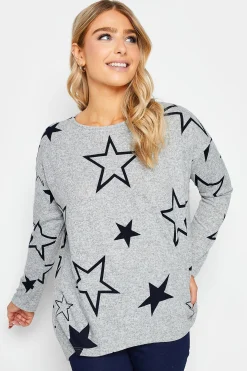 M&Co Womens Grey Star Print Jumper>Women Long Sleeve Tops