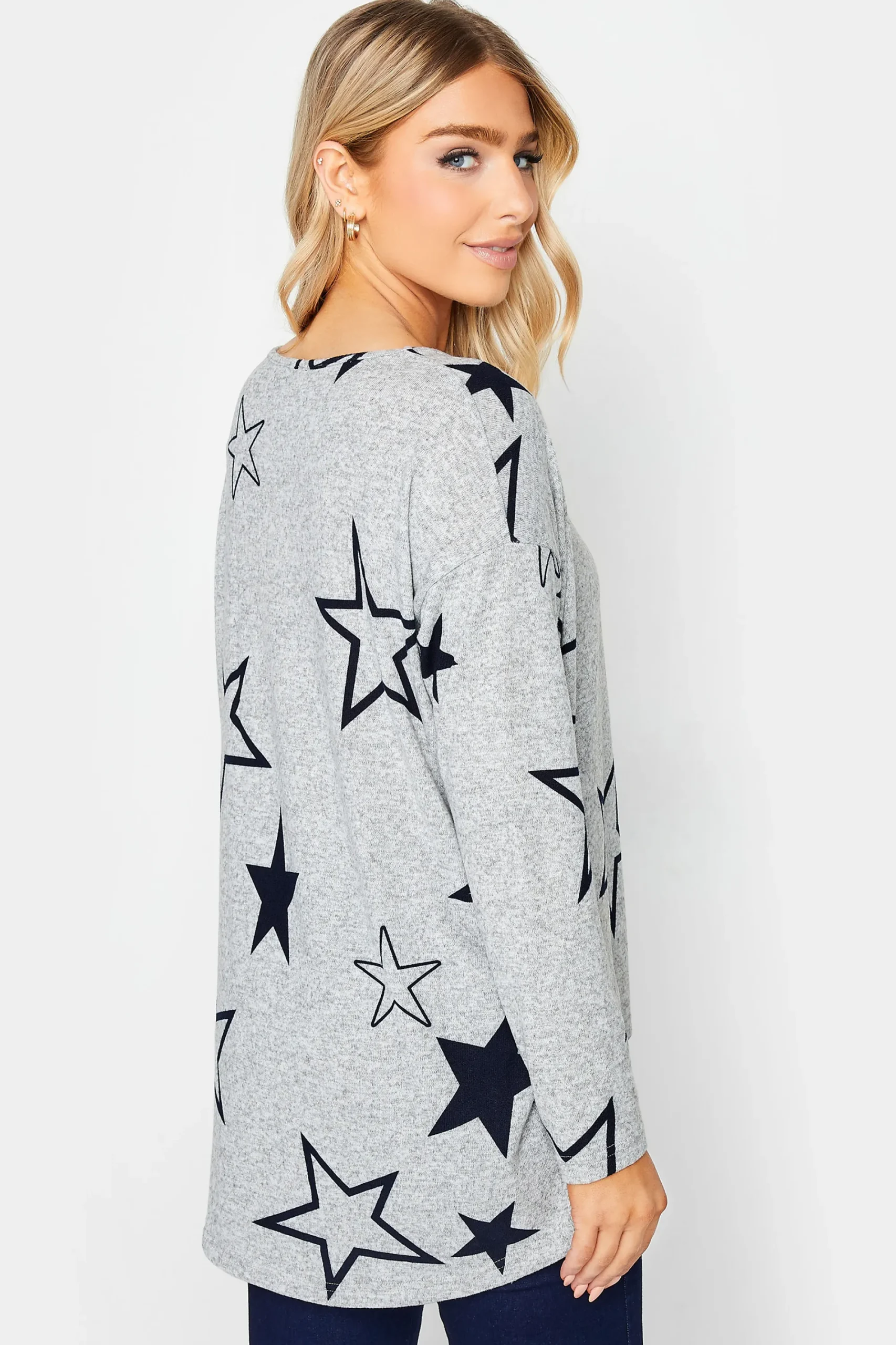 M&Co Womens Grey Star Print Jumper>Women Long Sleeve Tops
