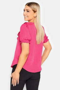 M&Co Womens Hot Pink Frill Front Blouse><noscript><img width=
