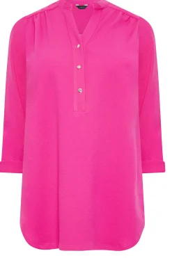 M&Co Womens Hot Pink Half Placket Jersey Shirt><noscript><img width=