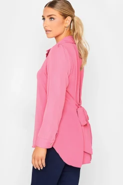 M&Co Womens Hot Pink Tie Waist Tunic Shirt><noscript><img width=