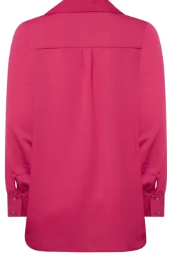 M&Co Womens Hot Pink V-Neck Collared Blouse><noscript><img width=