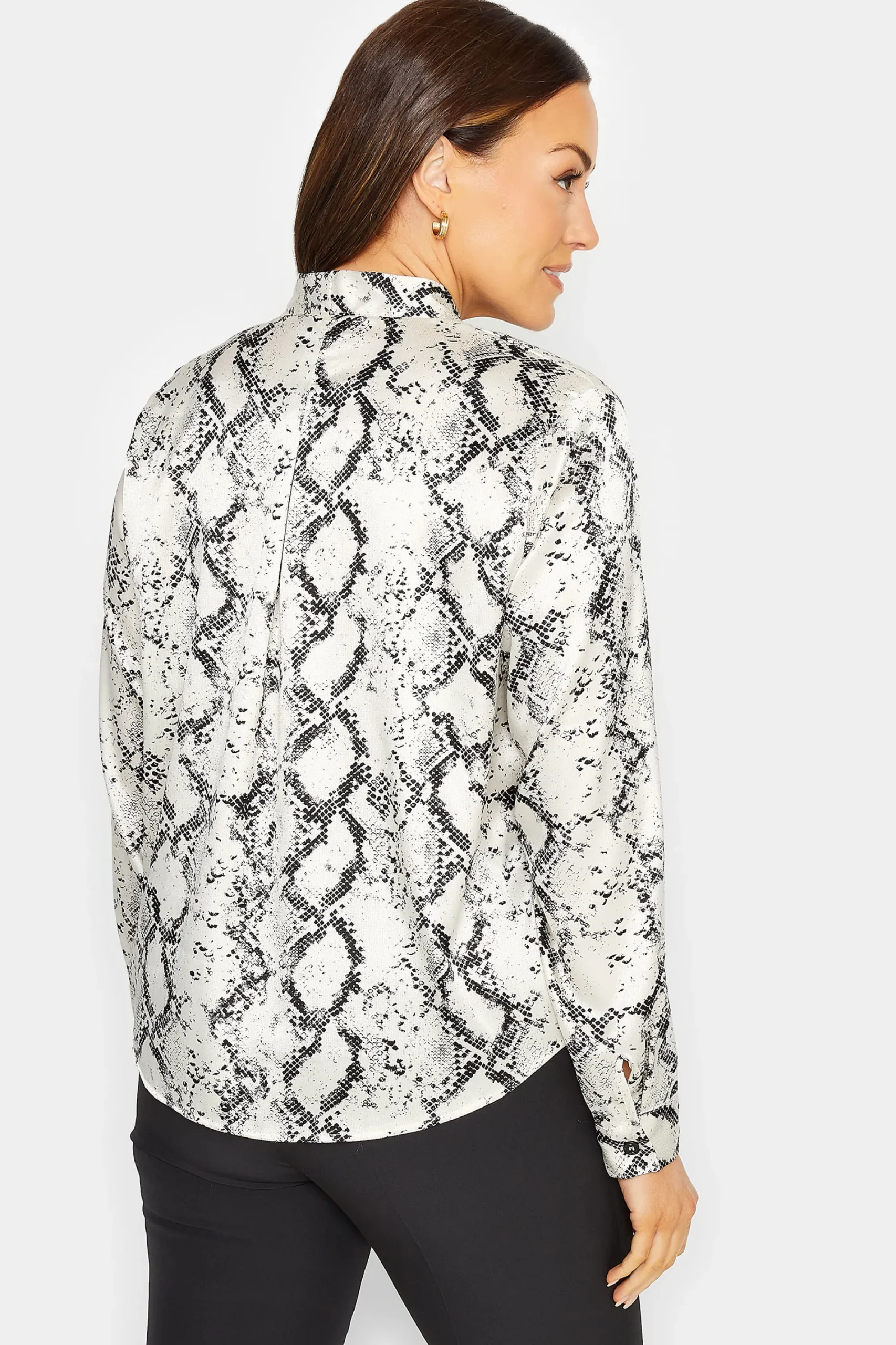 M&Co Womens Ivory White Snake Print Wrap Front Blouse>Women Long Sleeve Tops