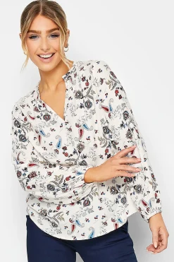 M&Co Womens Ivory White Paisley Print Blouse>Women Shirts